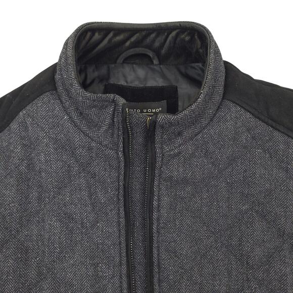 Pronto Uomo Men's Vest Jacket Sz Large Quilted Full Zip Mock Neck Black & Gray - Picture 3 of 10